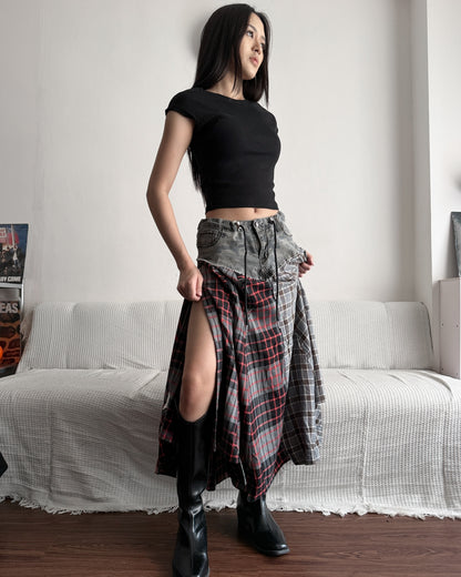 Flannel Maxi Skirt 084