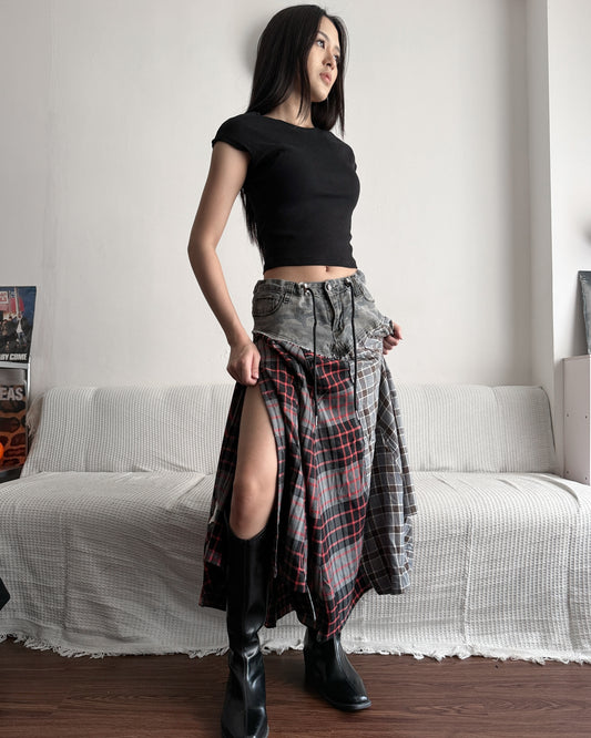 Flannel Maxi Skirt 084