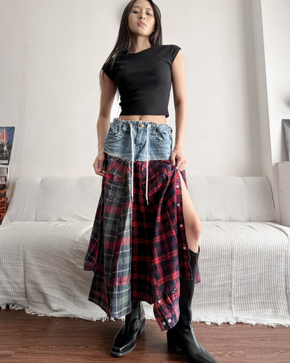 Flannel Maxi Skirt 083