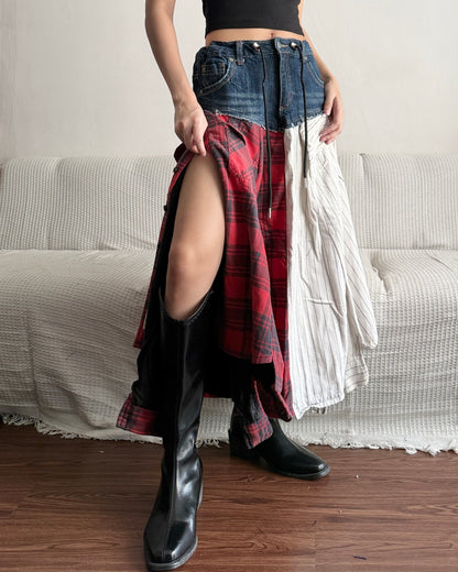 Flannel Maxi Skirt 082