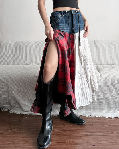 Flannel Maxi Skirt 082