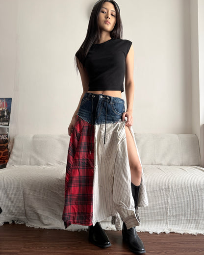 Flannel Maxi Skirt 082