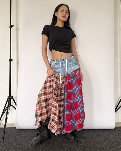 Flannel Maxi Skirt 0107