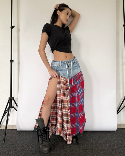 Flannel Maxi Skirt 0107