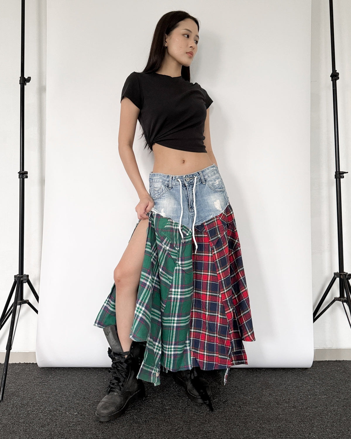 Flannel Maxi Skirt 0108