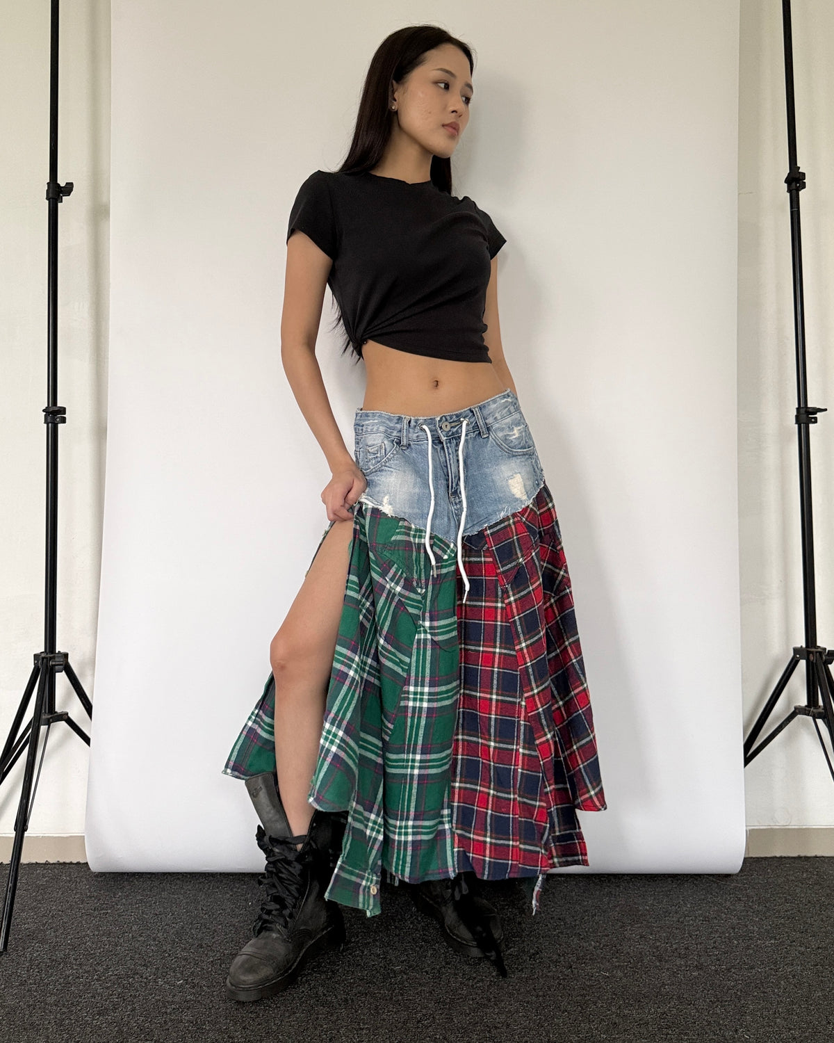 Flannel Maxi Skirt 0108