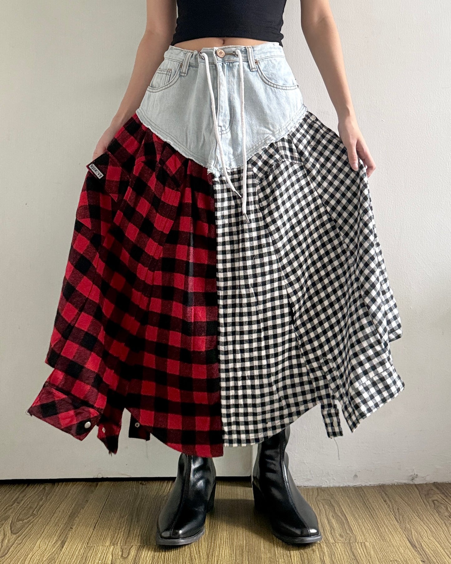 Flannel Maxi Skirt 059