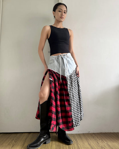 Flannel Maxi Skirt 059
