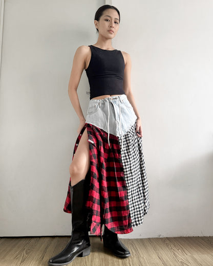 Flannel Maxi Skirt 059