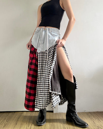 Flannel Maxi Skirt 059