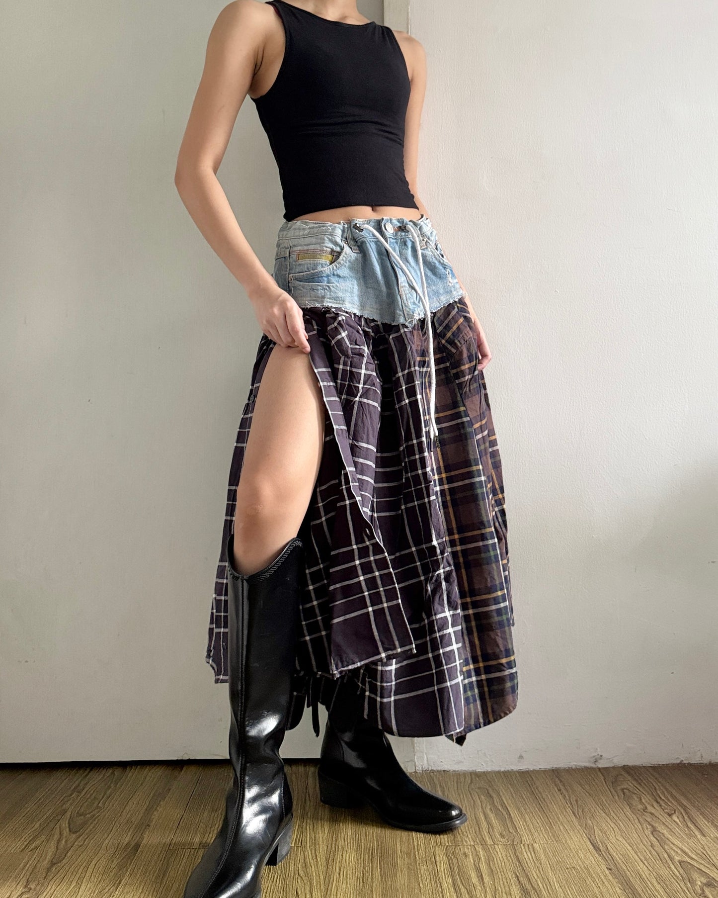 Flannel Maxi Skirt 058