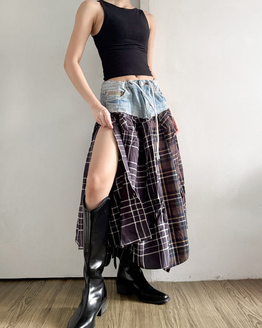 Flannel Maxi Skirt 058