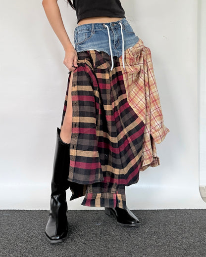 Flannel Maxi Skirt 087