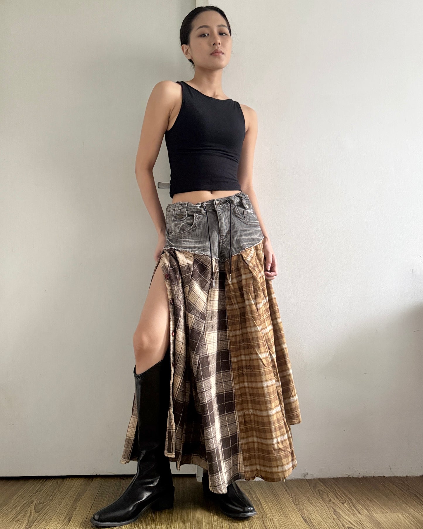 Flannel Maxi Skirt 057