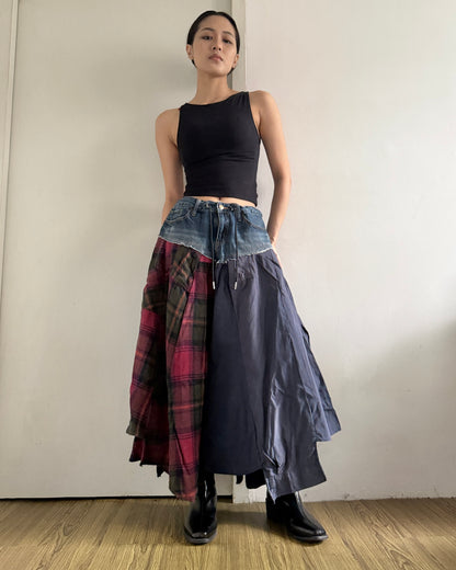 Flannel Maxi Skirt 056