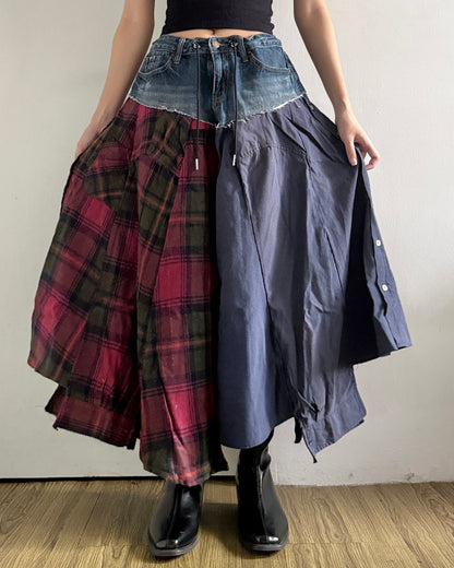 Flannel Maxi Skirt 056