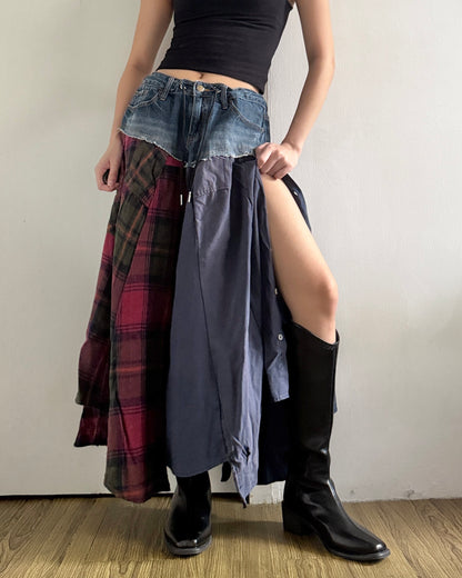 Flannel Maxi Skirt 056