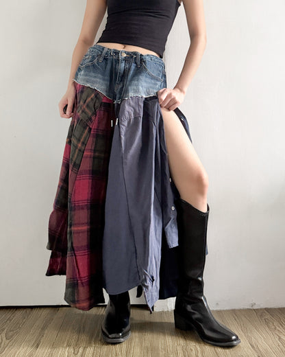 Flannel Maxi Skirt 056