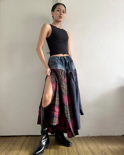 Flannel Maxi Skirt 056