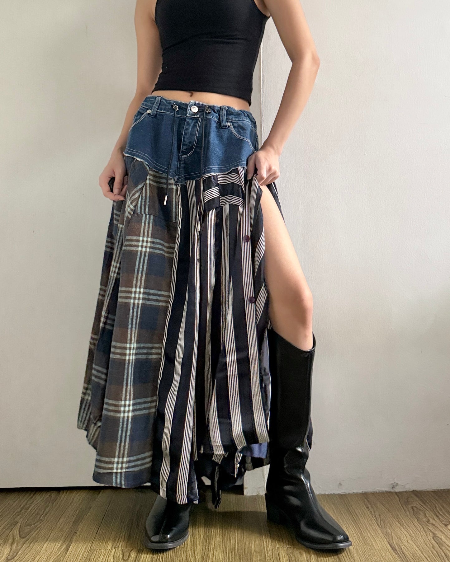 Flannel Maxi Skirt 055