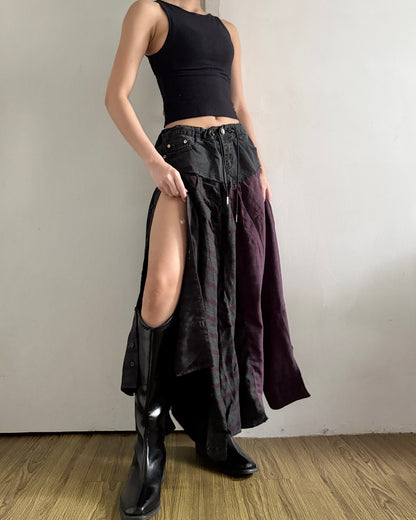 Flannel Maxi Skirt 053